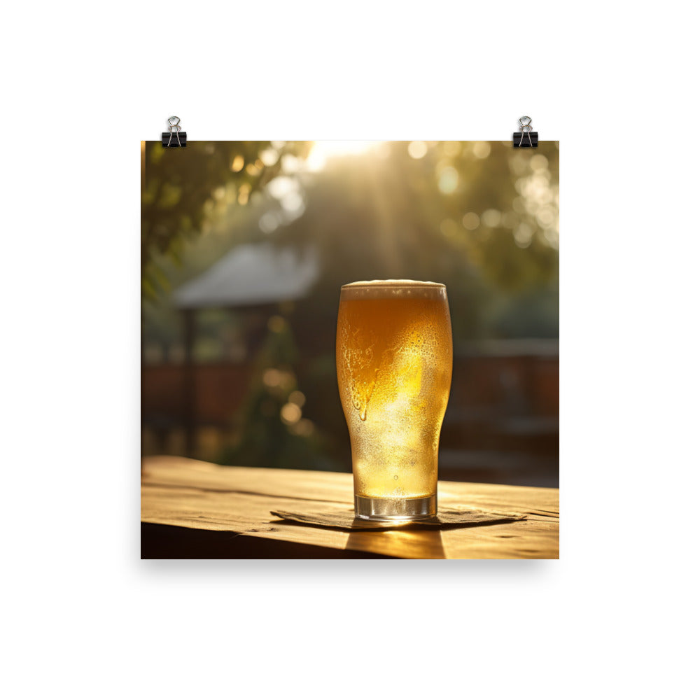 Refreshing Wheat Beer on Ice photo paper poster - Posterfy.AI