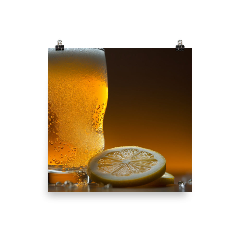 Icy Cold Wheat Beer with Citrus photo paper poster - Posterfy.AI