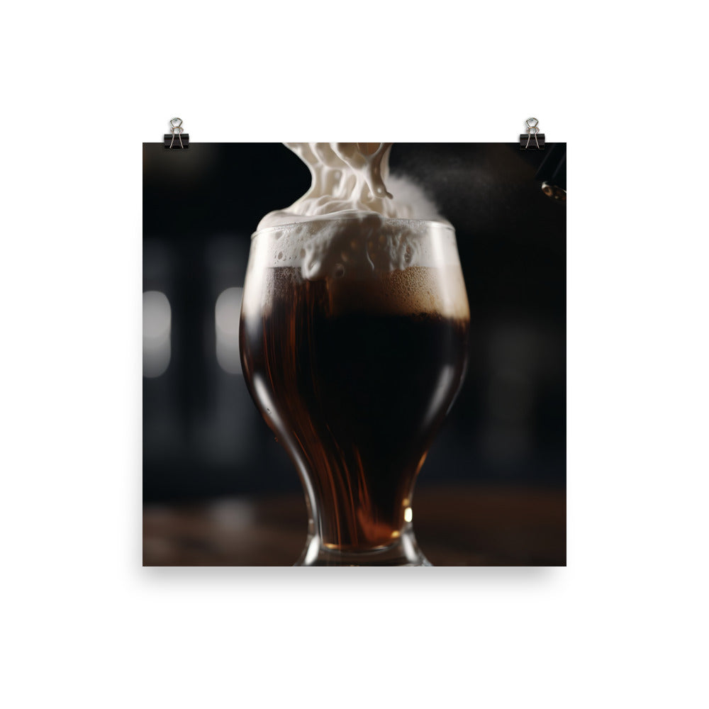 An ice cold stout beer photo paper poster - Posterfy.AI