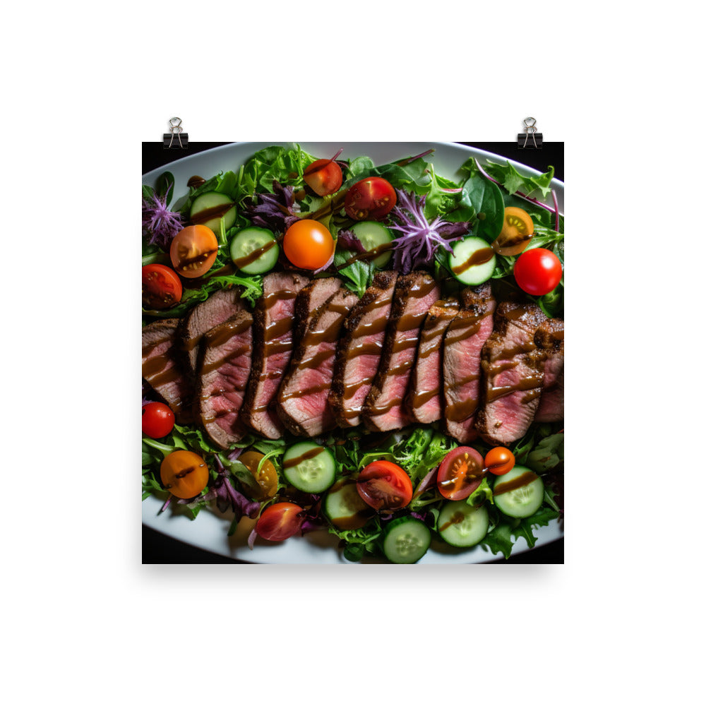 Sirloin Steak Salad with Balsamic Vinaigrette photo paper poster - Posterfy.AI