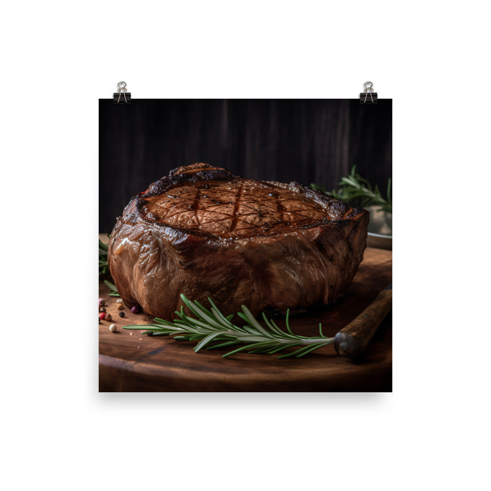 Juicy Ribeye Steak photo paper poster - Posterfy.AI