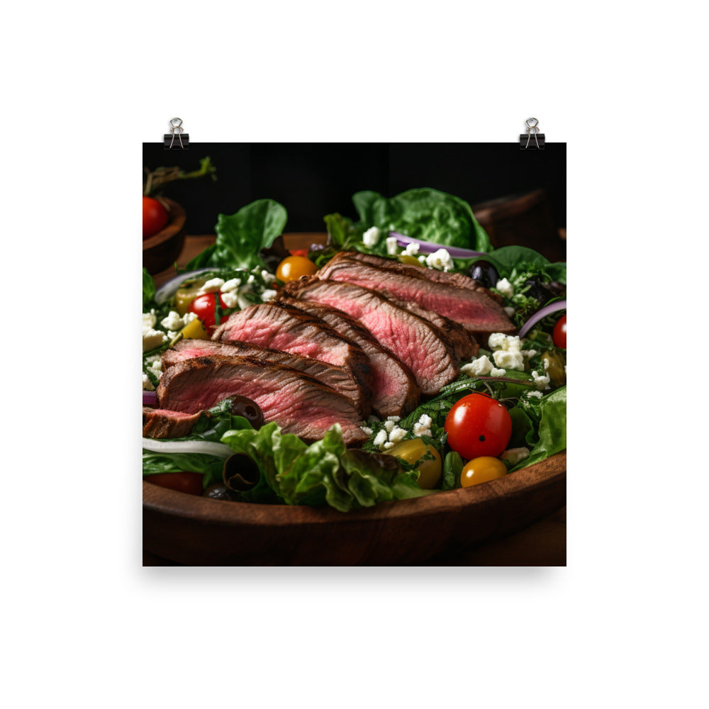 Flank Steak Salad with Fresh Greens photo paper poster - Posterfy.AI