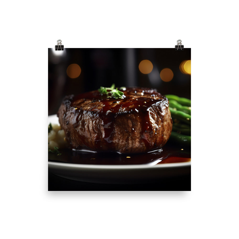 Filet Mignon with Red Wine Sauce photo paper poster - Posterfy.AI