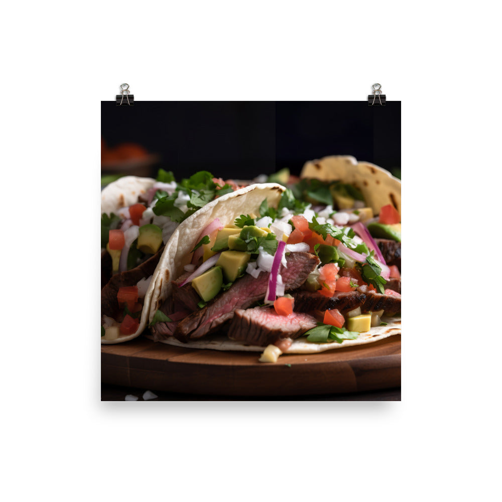 Carne Asada Tacos with Skirt Steak photo paper poster - Posterfy.AI