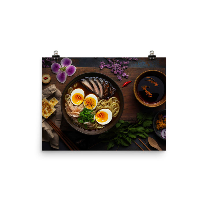 A steaming bowl of rich and savory tonkotsu ramen photo paper poster - Posterfy.AI
