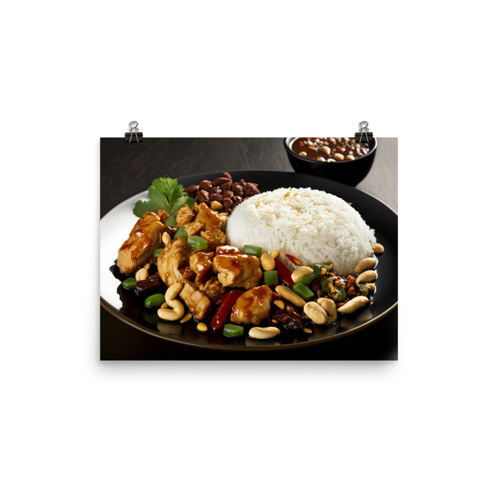 Kung Pao Chicken with rice 宮保雞丁配白飯 photo paper poster - Posterfy.AI