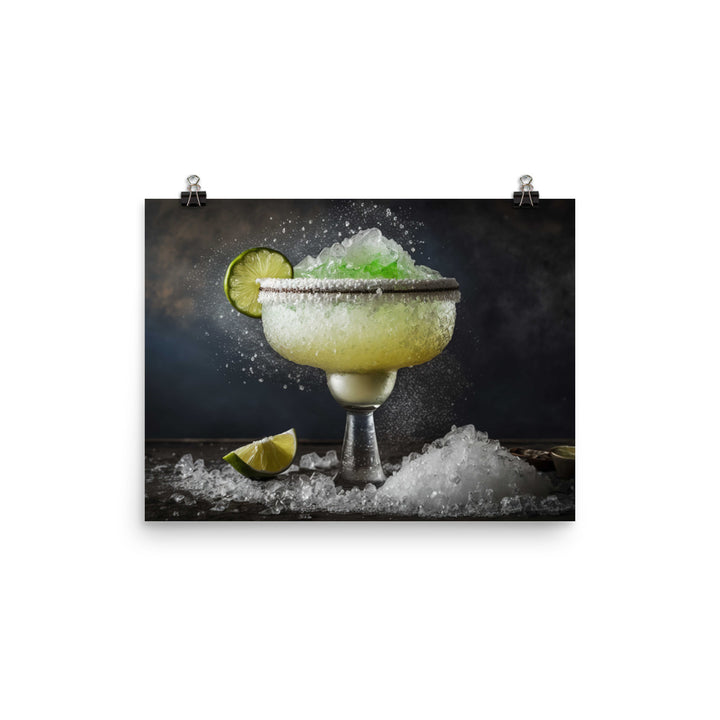 A margarita cocktail with salt rimmed glass photo paper poster - Posterfy.AI