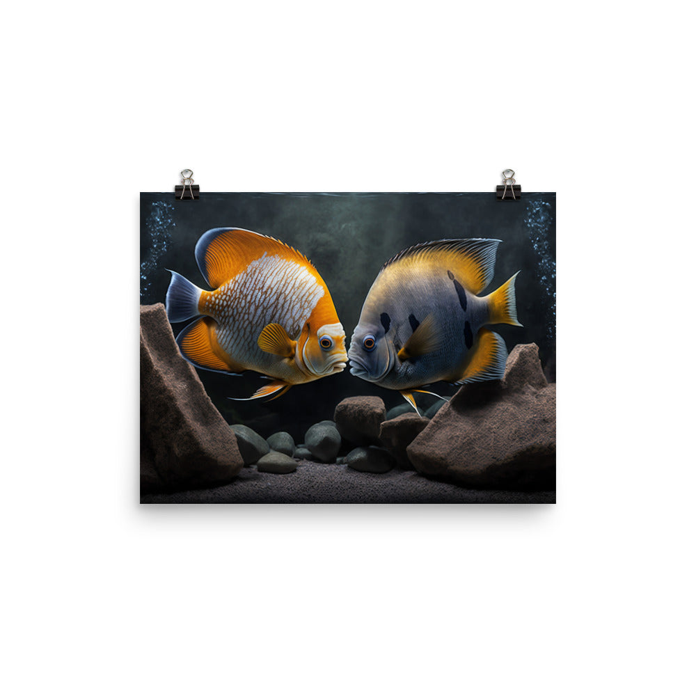 A pair of angelfish guarding their eggs photo paper poster - Posterfy.AI