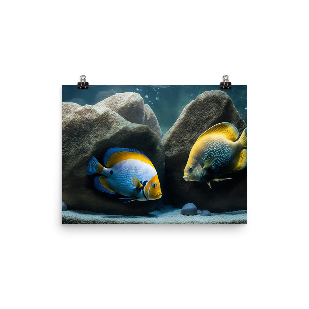 A pair of angelfish guarding their eggs photo paper poster - Posterfy.AI