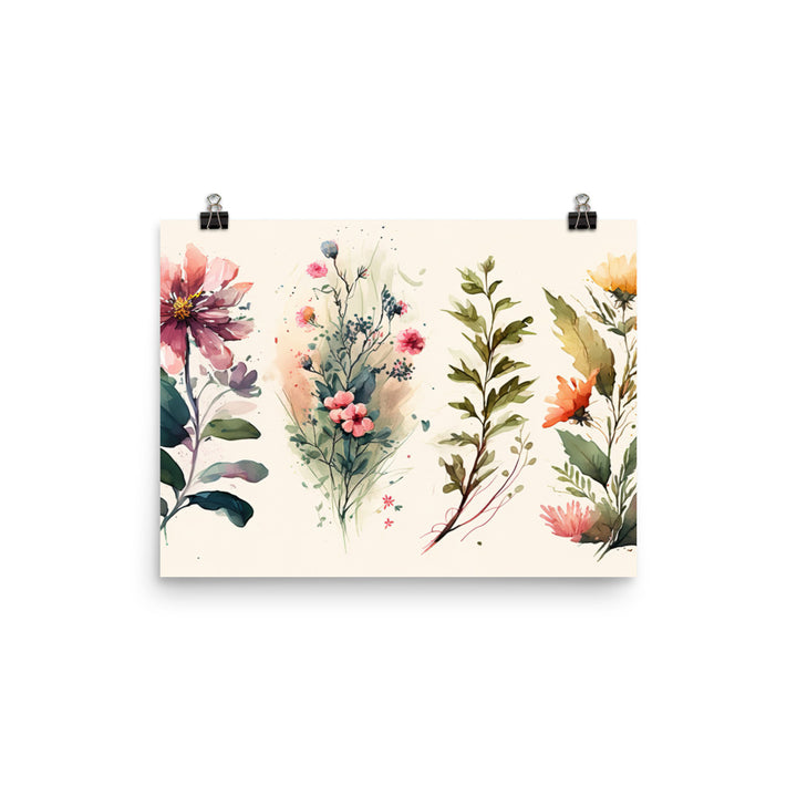 Whimsical Watercolor Floral Wall Art photo paper poster - Posterfy.AI