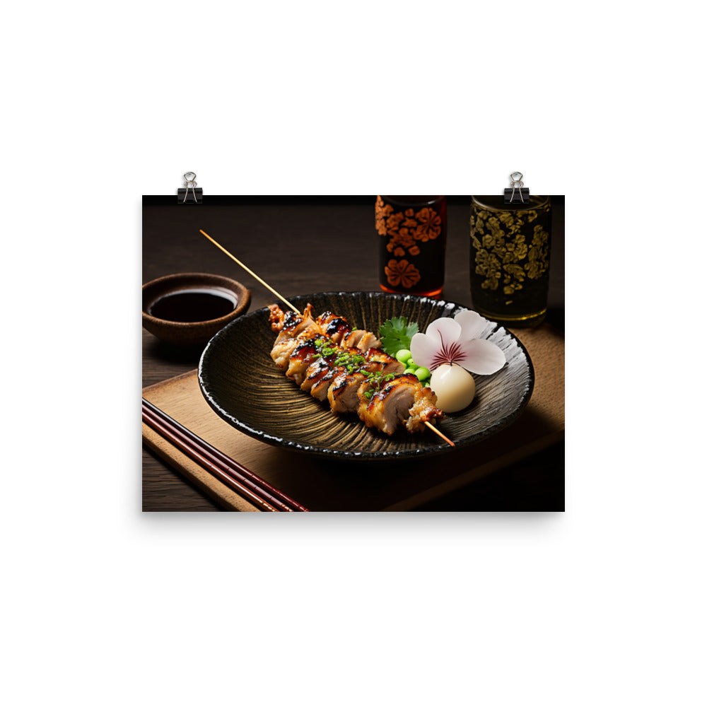 A Delicious Japanese Grilled Chicken Skewer Dish photo paper poster - Posterfy.AI