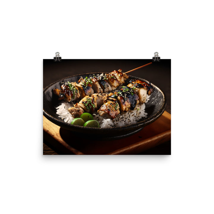 A Delicious Japanese Grilled Chicken Skewer Dish photo paper poster - Posterfy.AI