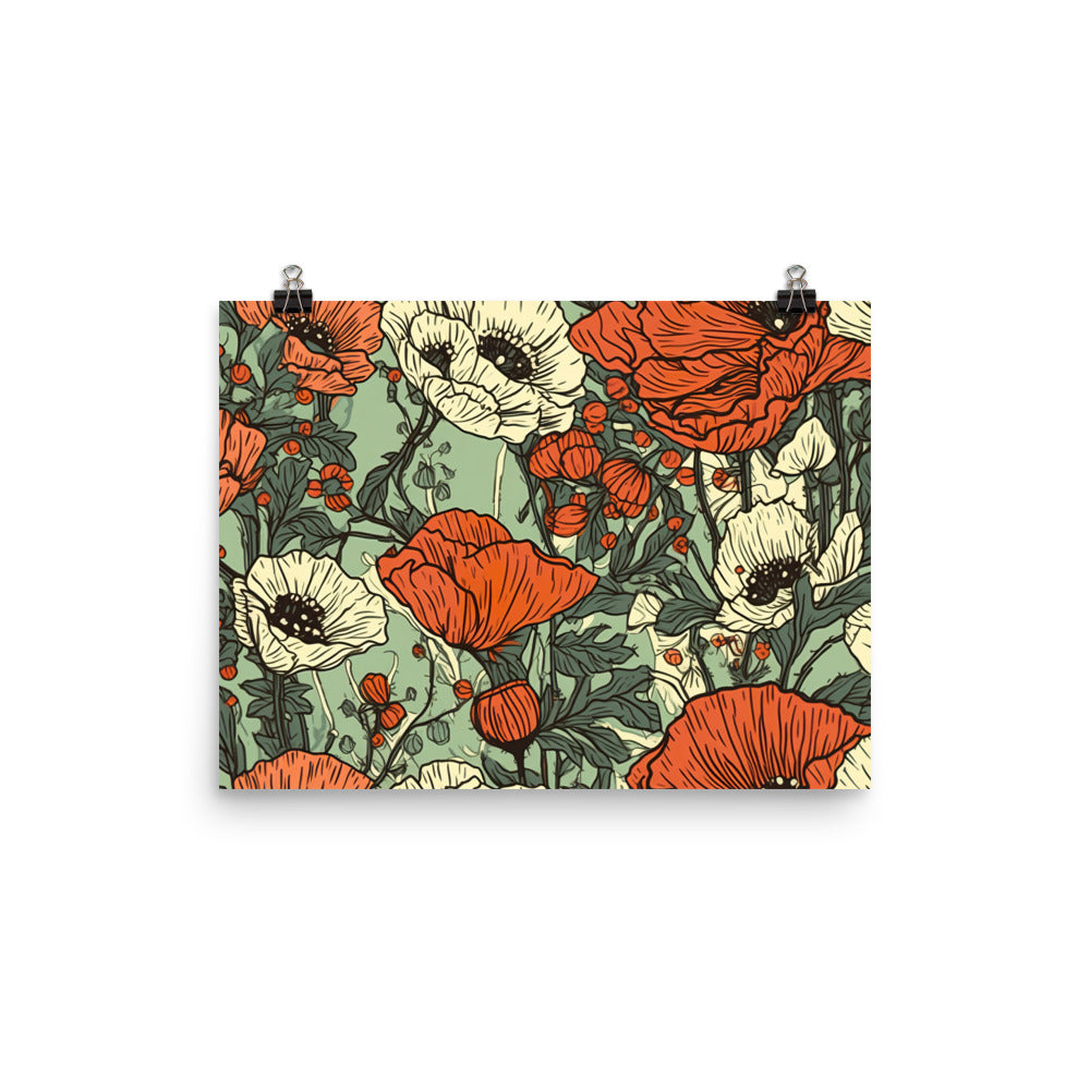 Poppy Pattern photo paper poster - Posterfy.AI