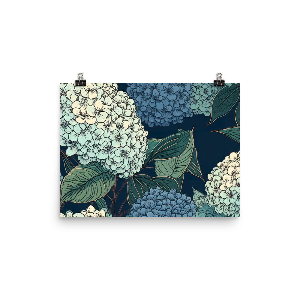 Hydrangea Pattern photo paper poster - Posterfy.AI