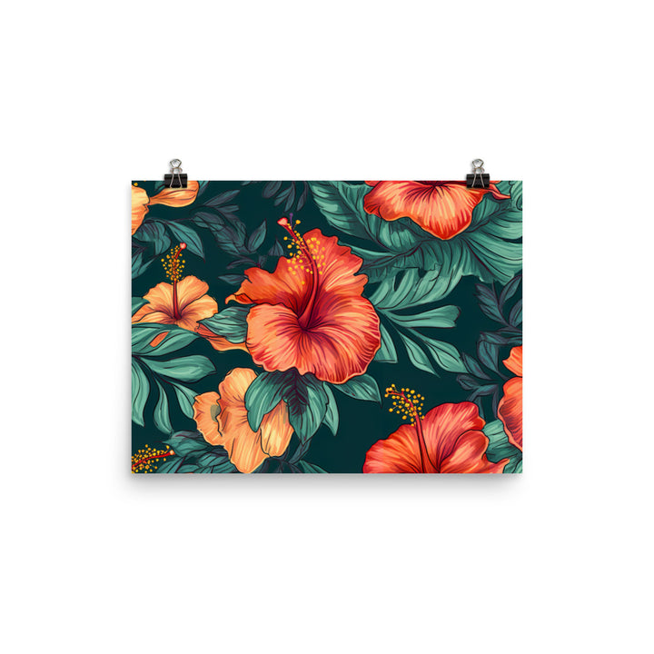 Hibiscus Pattern photo paper poster - Posterfy.AI