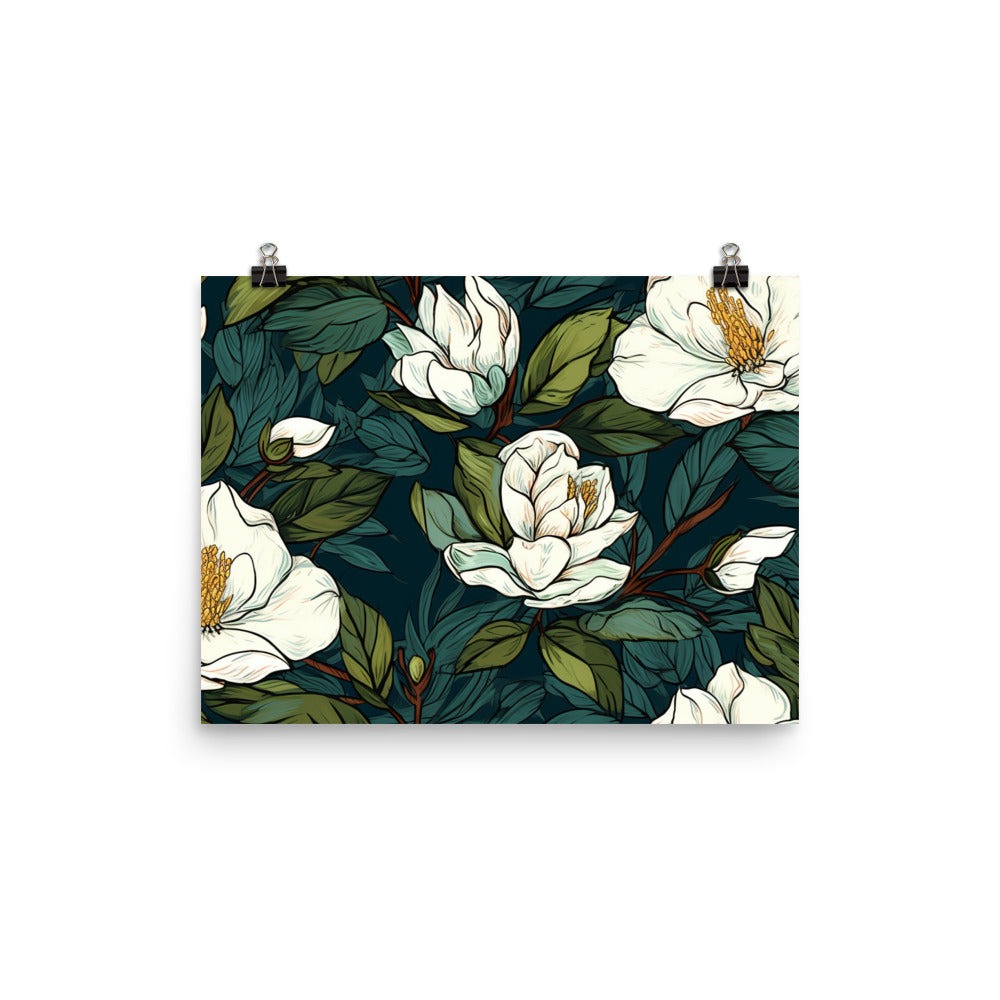 Gardenia Pattern photo paper poster - Posterfy.AI