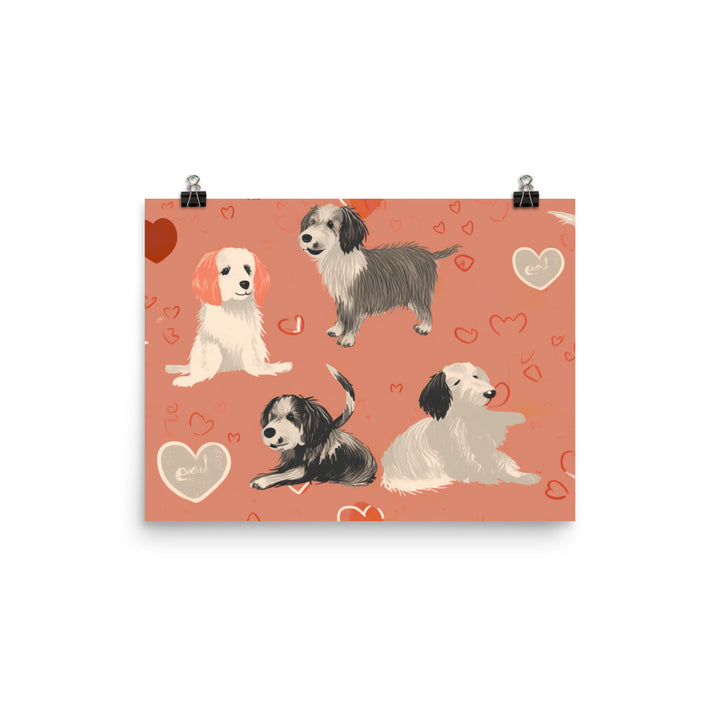 Puppy love Pattern photo paper poster - Posterfy.AI