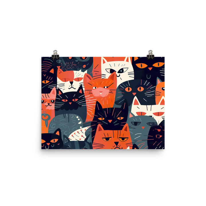 Cat faces Pattern photo paper poster - Posterfy.AI