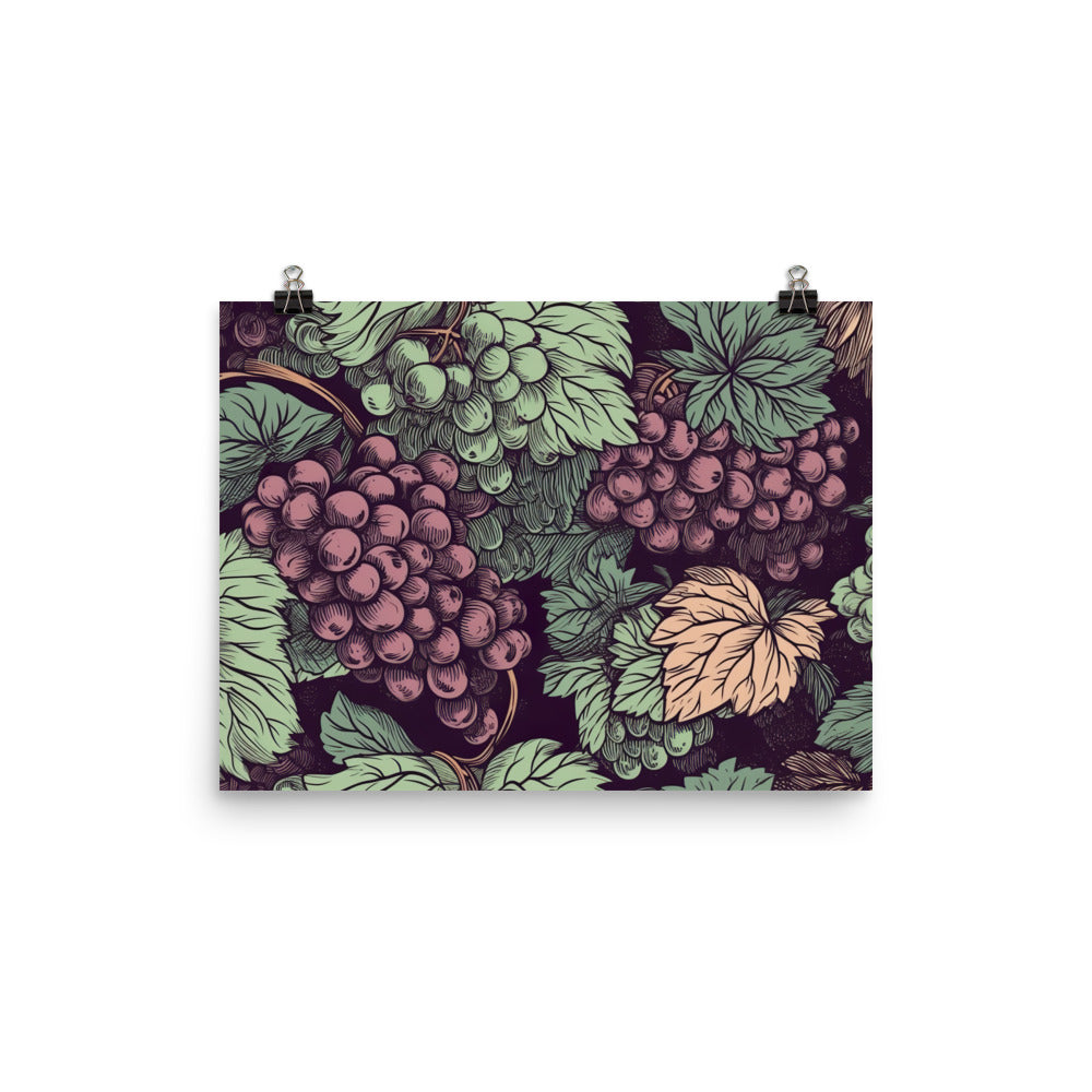 Grapes Pattern photo paper poster - Posterfy.AI