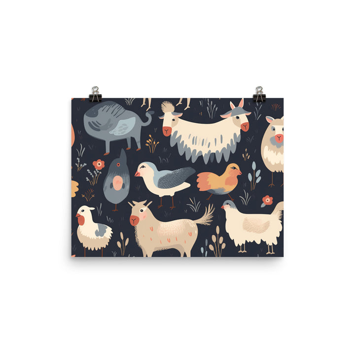 Farm Animals Pattern photo paper poster - Posterfy.AI