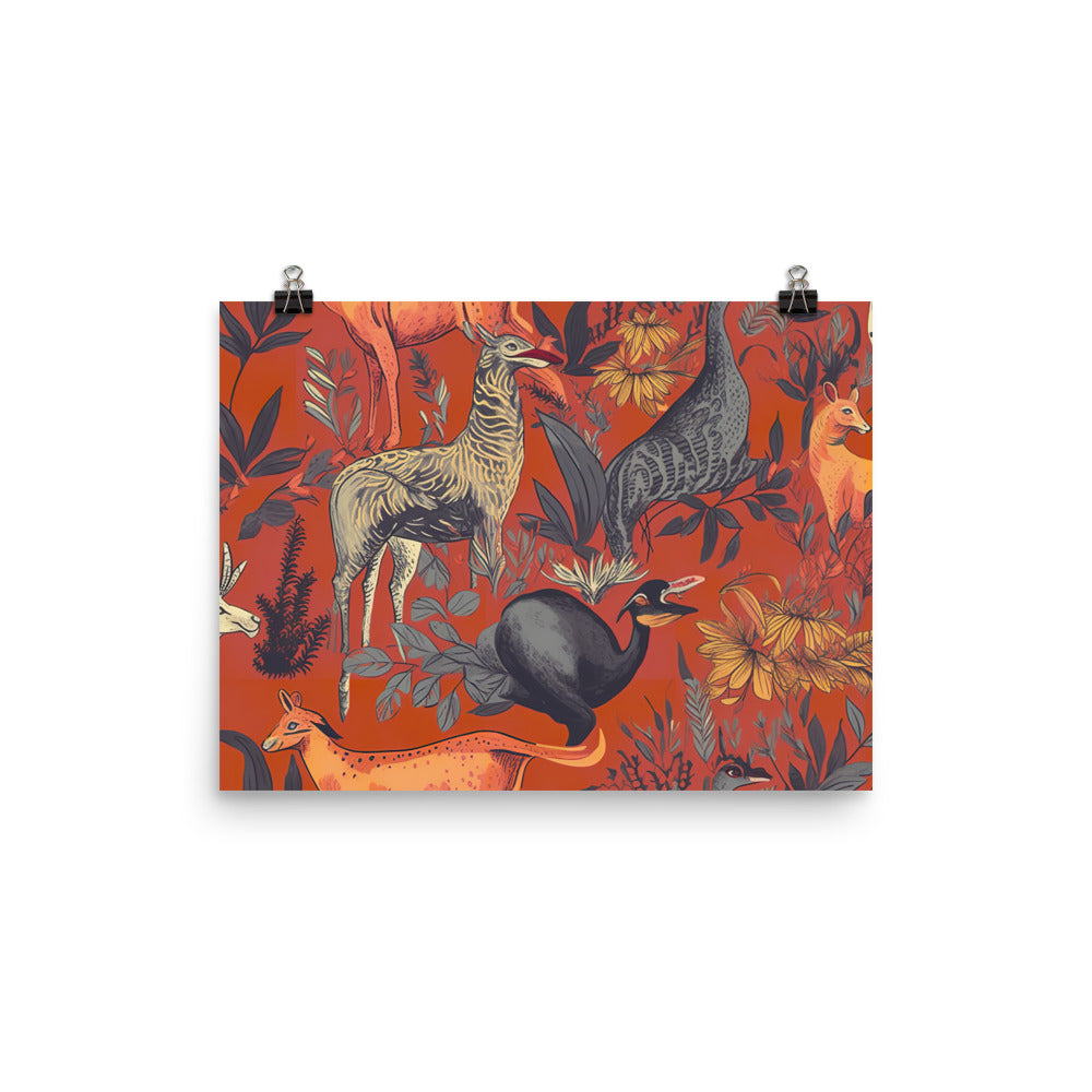 Exotic Animals Pattern  photo paper poster - Posterfy.AI