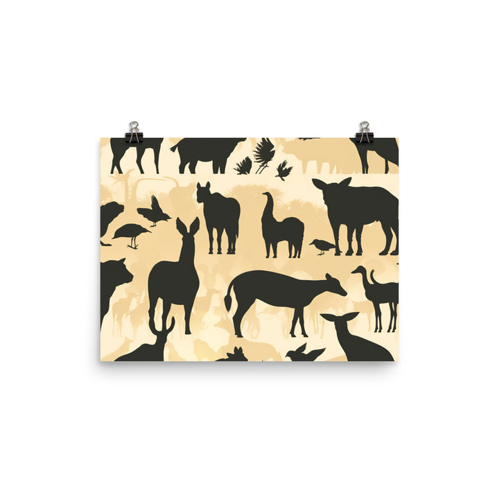 Animal Silhouettes Pattern photo paper poster - Posterfy.AI