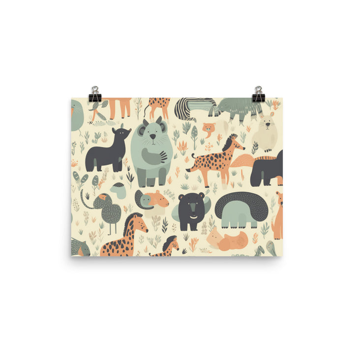 Zoo Animals Pattern photo paper poster - Posterfy.AI