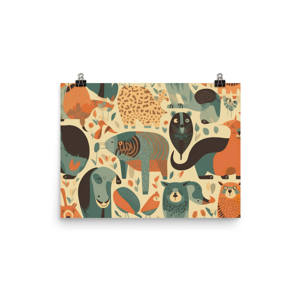 Zoo Animals Pattern photo paper poster - Posterfy.AI