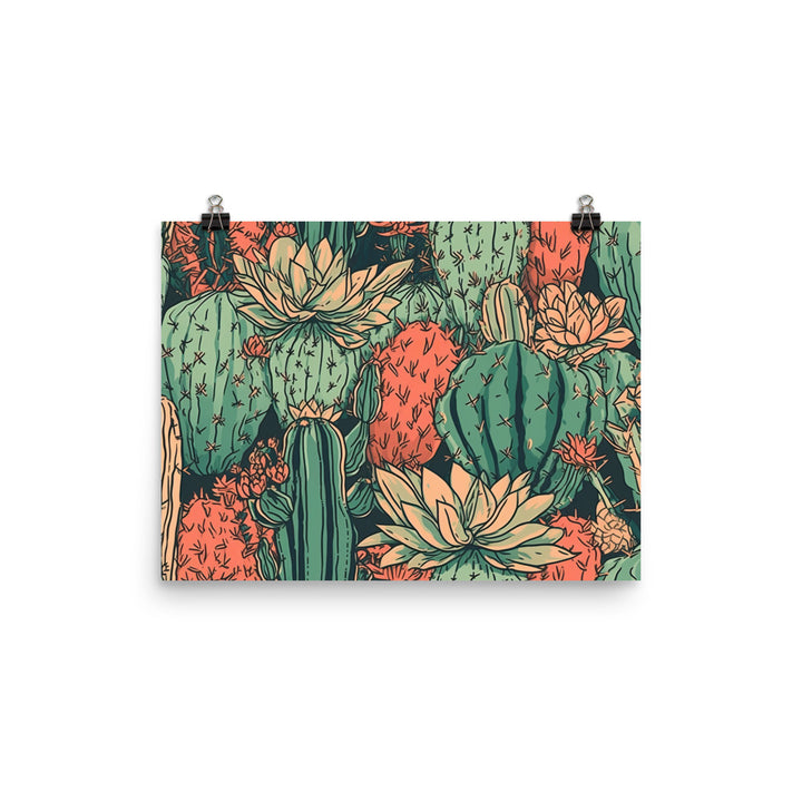 Cacti Pattern photo paper poster - Posterfy.AI