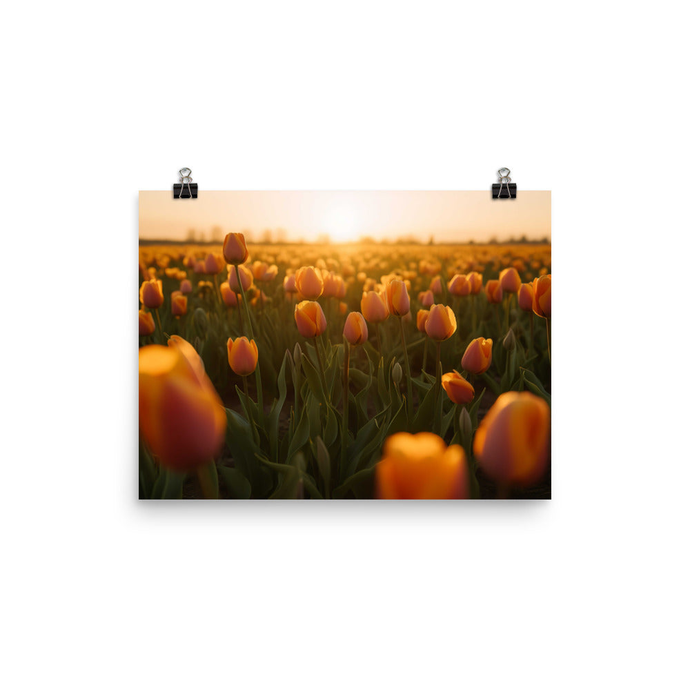 Tulips in the Golden Hour photo paper poster - Posterfy.AI