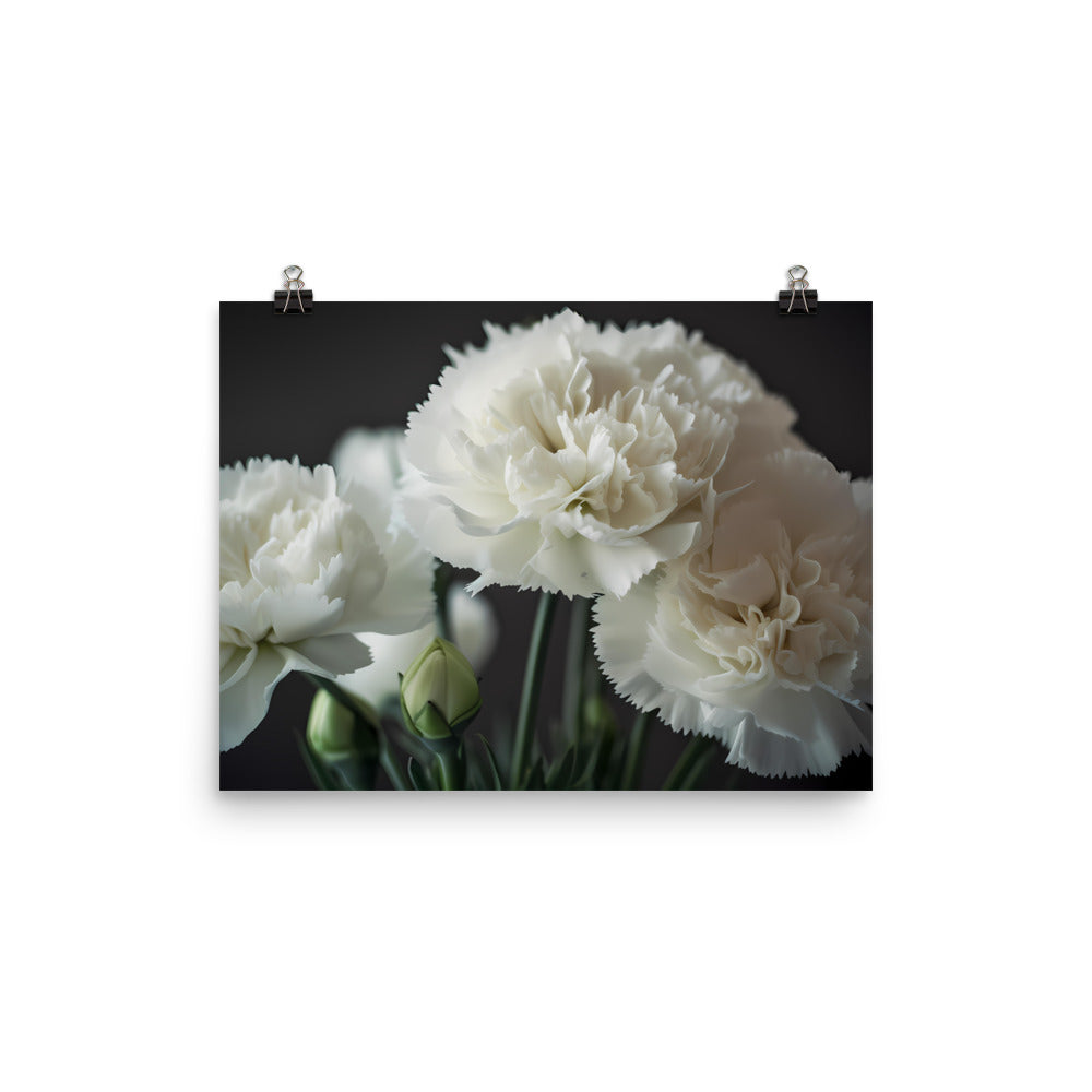 Elegant White Carnations photo paper poster - Posterfy.AI