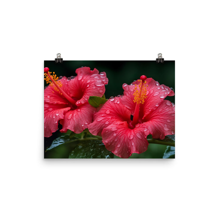 Hibiscus in the Rain photo paper poster - Posterfy.AI