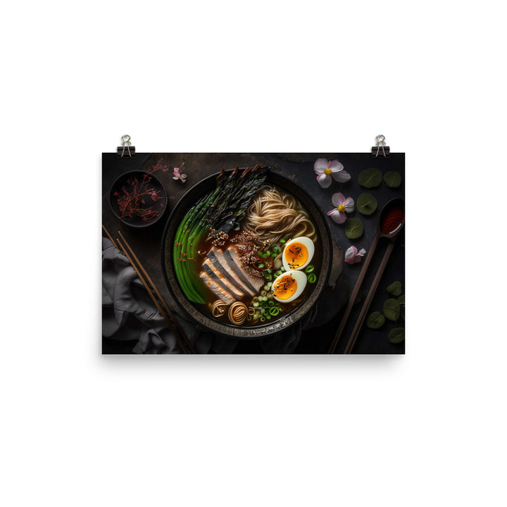 A steaming bowl of rich and savory tonkotsu ramen photo paper poster - Posterfy.AI