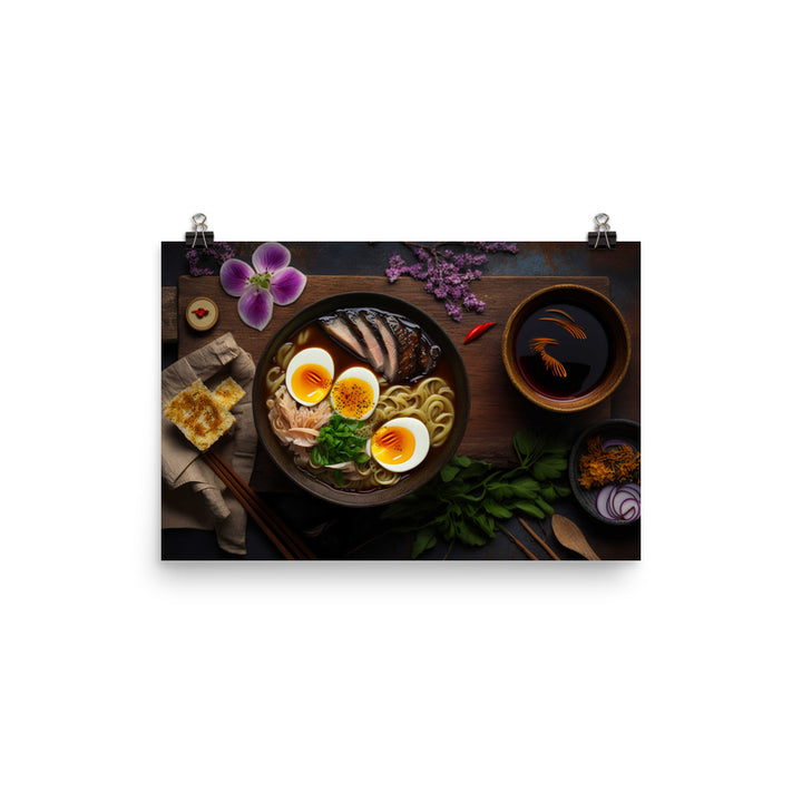 A steaming bowl of rich and savory tonkotsu ramen photo paper poster - Posterfy.AI