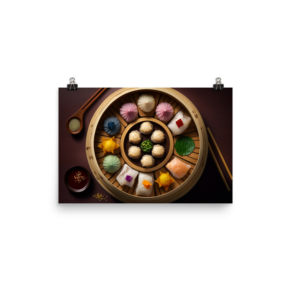 A colorful platter of dim sum 點心拼盤 photo paper poster - Posterfy.AI