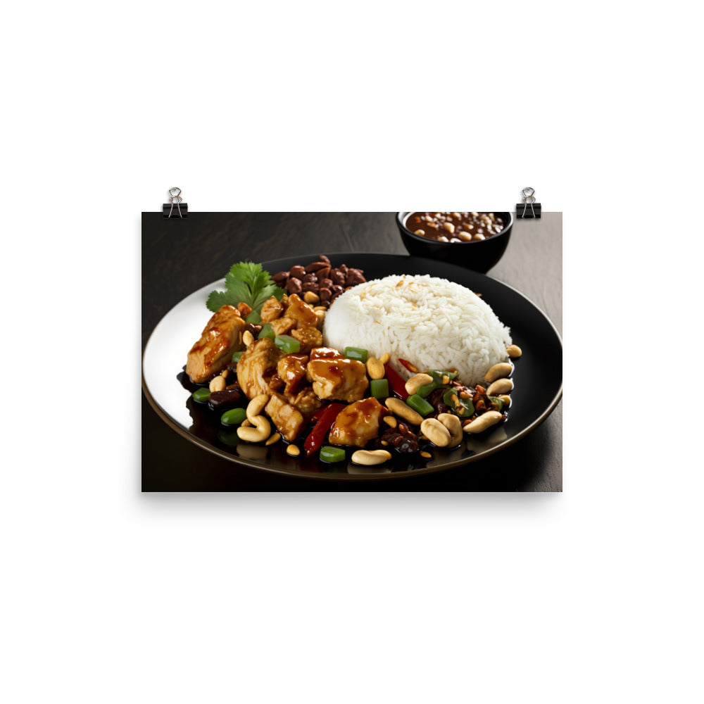 Kung Pao Chicken with rice 宮保雞丁配白飯 photo paper poster - Posterfy.AI