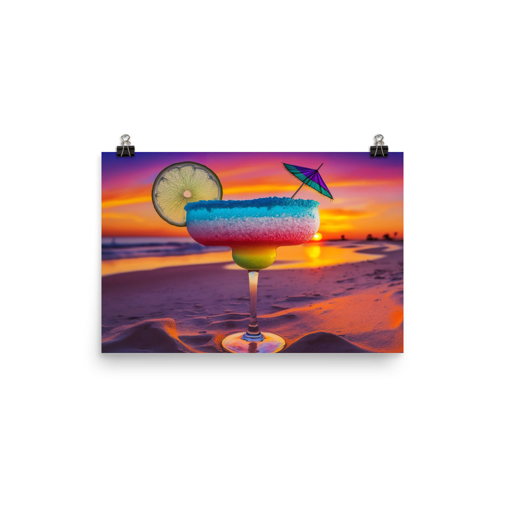 A colorful margarita with salt on the rim photo paper poster - Posterfy.AI