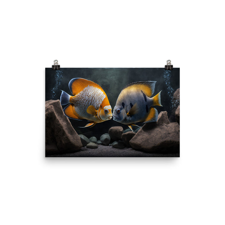 A pair of angelfish guarding their eggs photo paper poster - Posterfy.AI