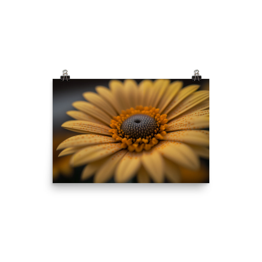 A macro shot of a yellow daisy photo paper poster - Posterfy.AI