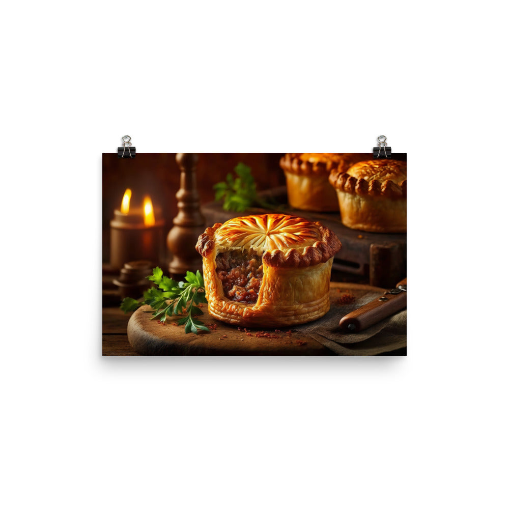 Freshly baked meat pie photo paper poster - Posterfy.AI