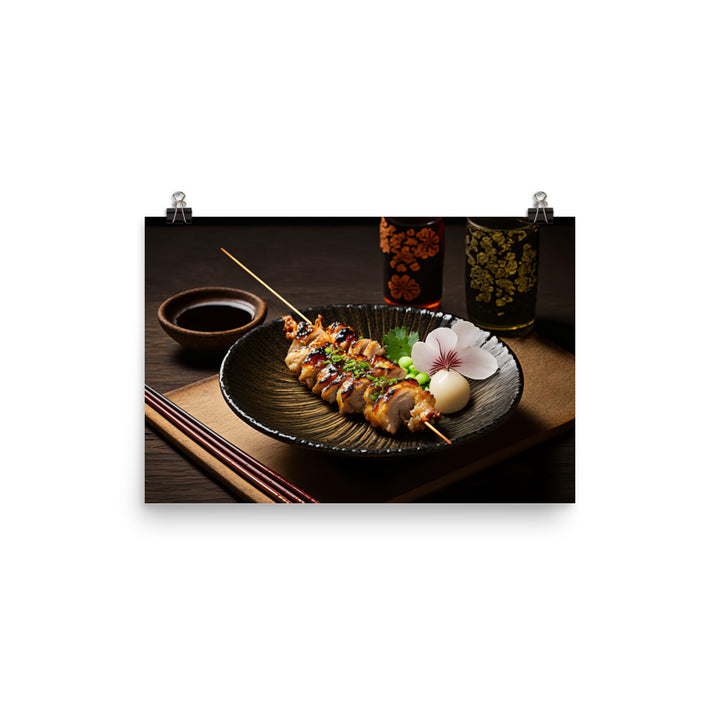 A Delicious Japanese Grilled Chicken Skewer Dish photo paper poster - Posterfy.AI