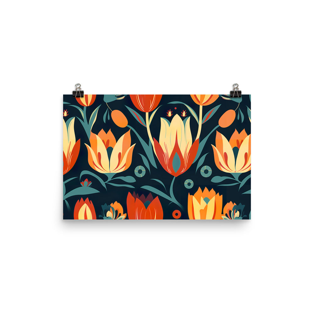 Tulip Pattern photo paper poster - Posterfy.AI