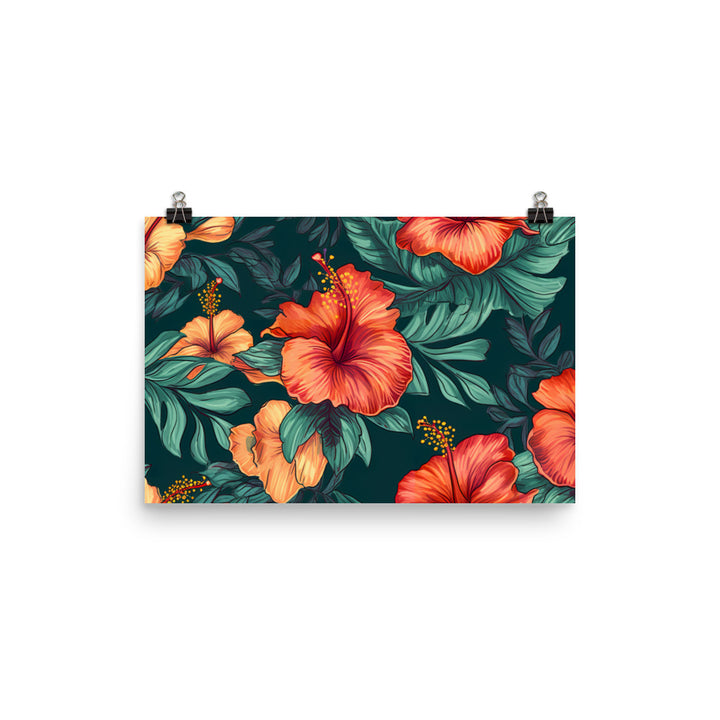 Hibiscus Pattern photo paper poster - Posterfy.AI