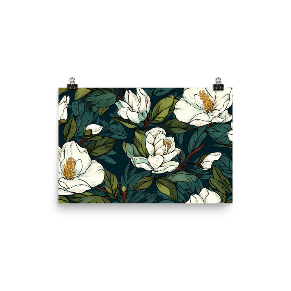 Gardenia Pattern photo paper poster - Posterfy.AI