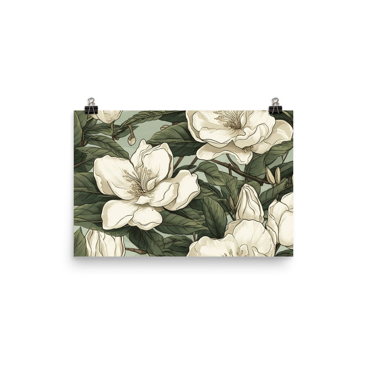 Gardenia Pattern photo paper poster - Posterfy.AI