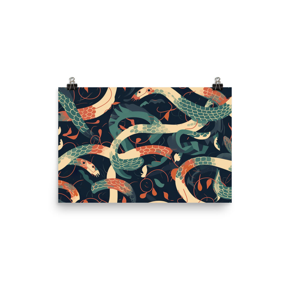 Snake slithers Pattern photo paper poster - Posterfy.AI