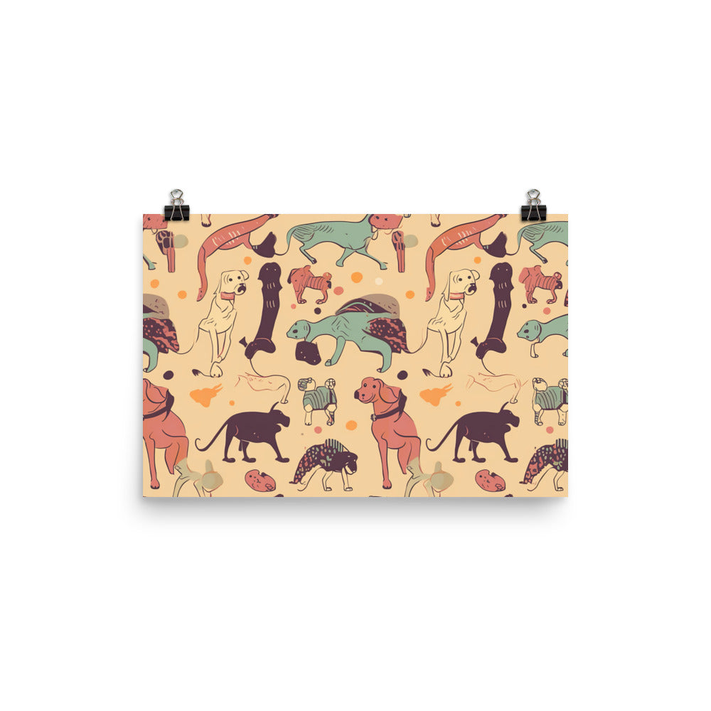 Dog Bones Pattern photo paper poster - Posterfy.AI