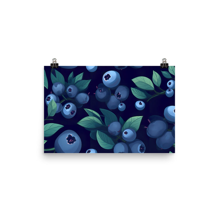 Blueberries Pattern photo paper poster - Posterfy.AI