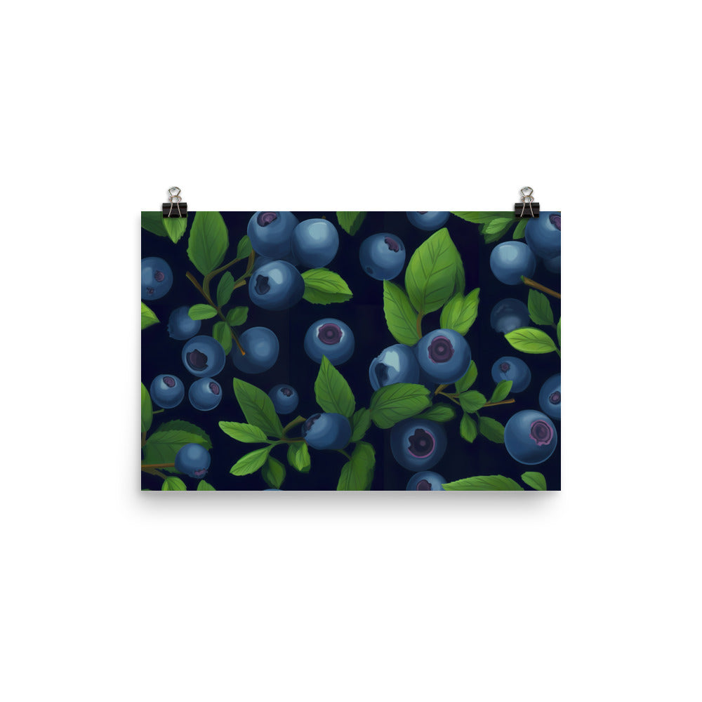 Blueberries Pattern photo paper poster - Posterfy.AI