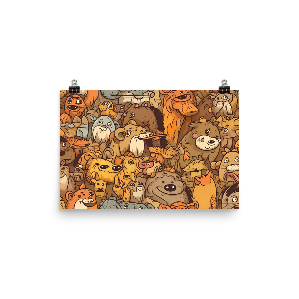 Cartoon Animals Pattern photo paper poster - Posterfy.AI